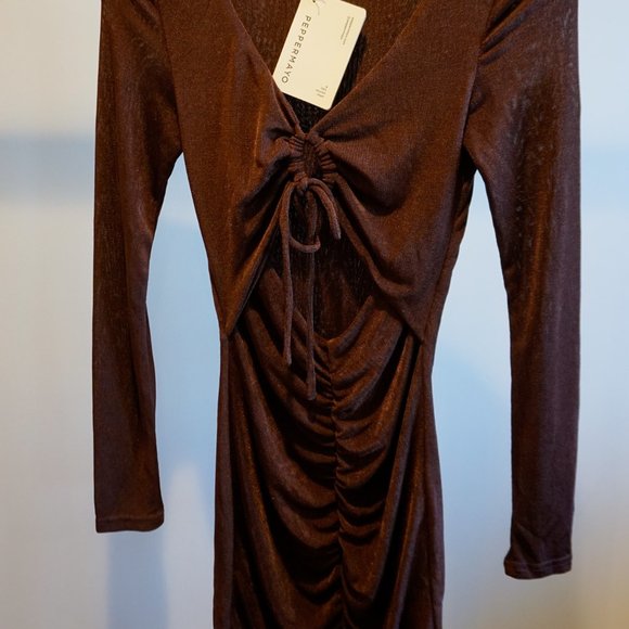 Peppermayo Corsa Mini Dress Choc Brown - 2 NWT - Picture 9 of 12